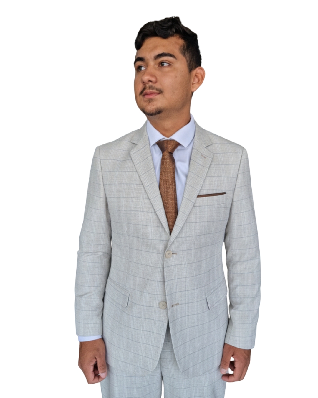 Terno Poliviscose - Off white Quadriculado