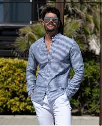 Men's Blue Striped Casual Shirt