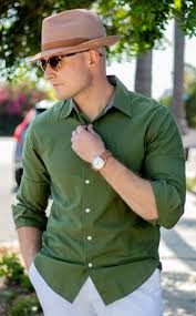Men's Olive Green Casual Shirt
