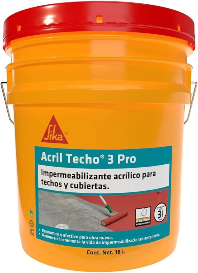 Acril Techo 3 Pro Rojo Cubeta (18 L)