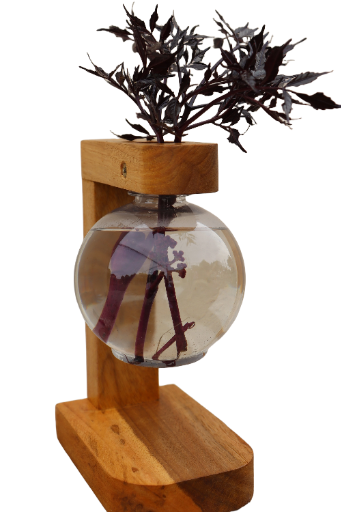 Vaso de bulbo decorativo de madeira