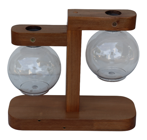 Vaso de Bulbo Duplo de Madeira Maciça