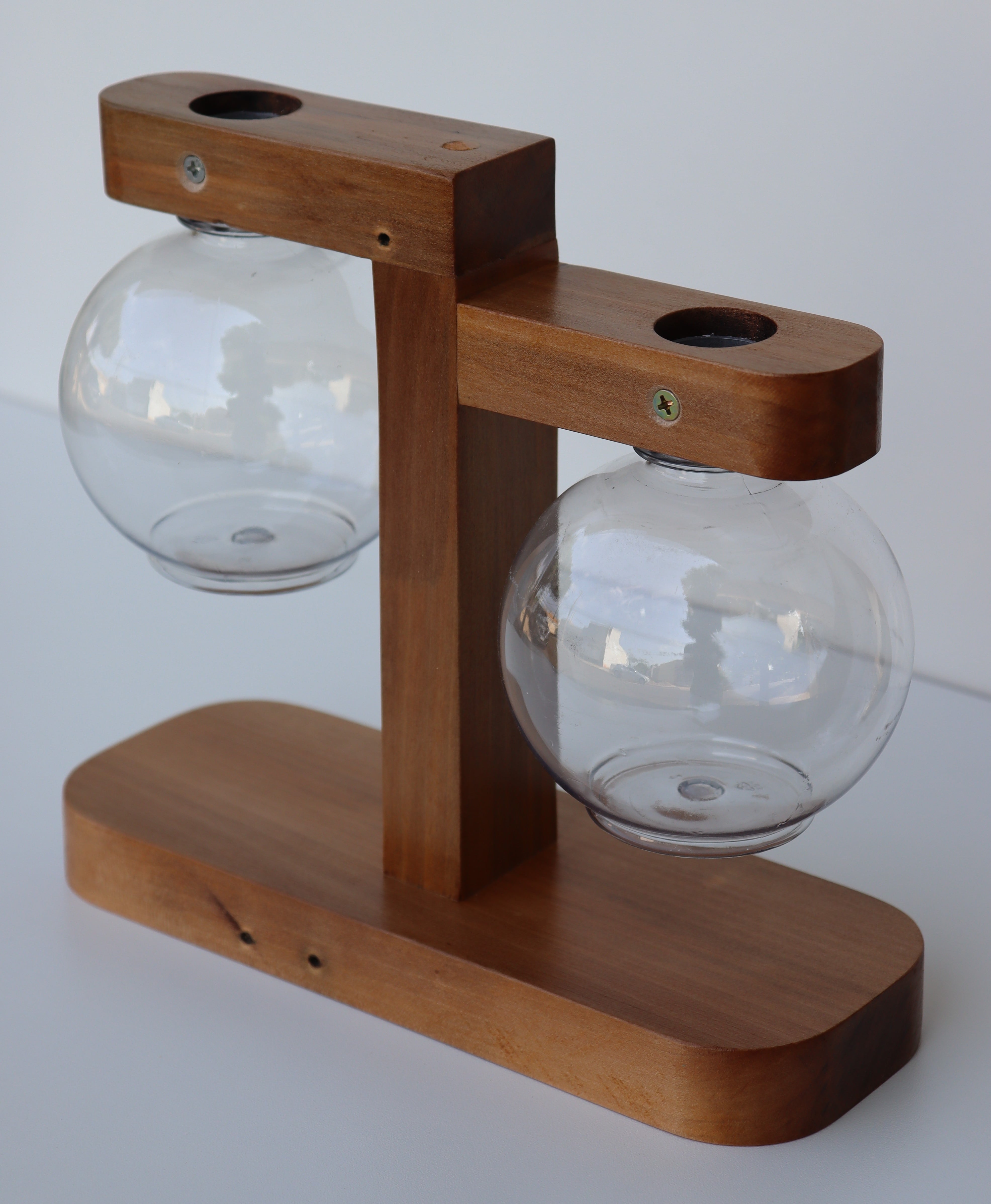 Vaso de Bulbo Duplo de Madeira Maciça