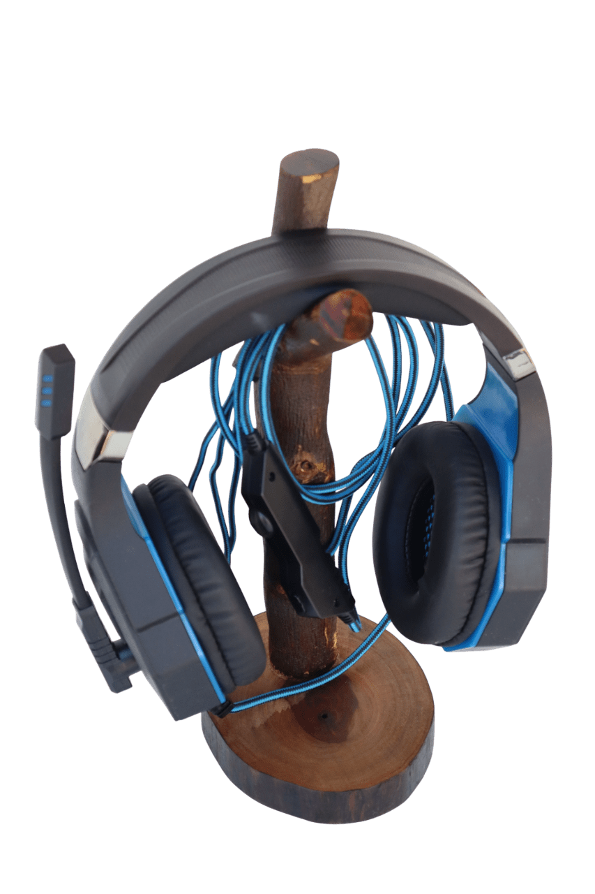 Suporte para Headset em Madeira Natural