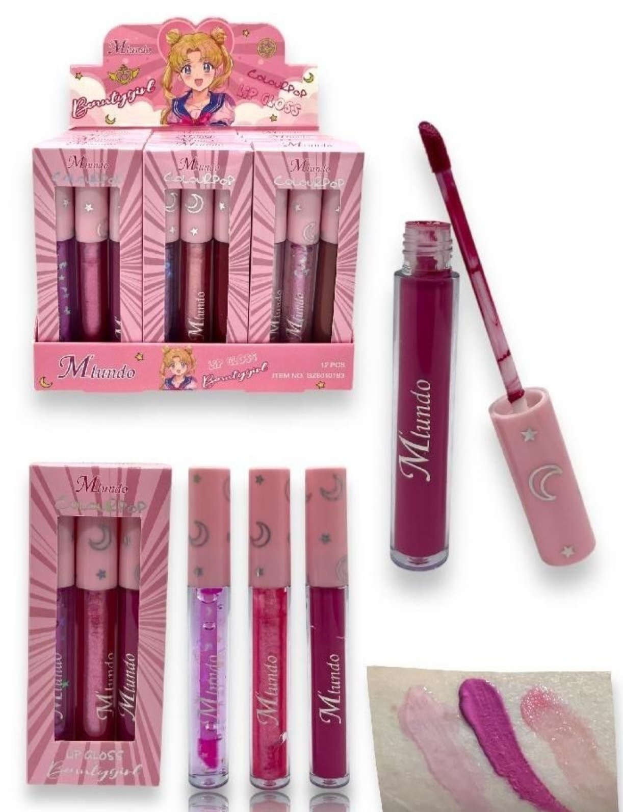 Kit 3 unidades labial liquido + lipgloss + brillo magico