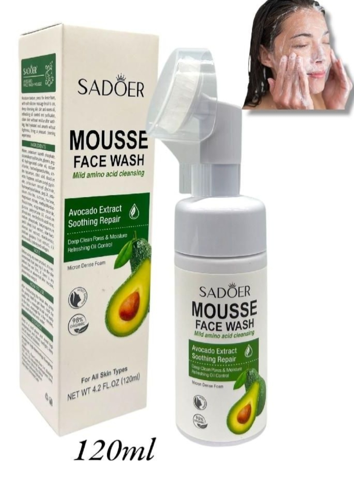 Espuma limpiadora facial de aguacate Sadoer