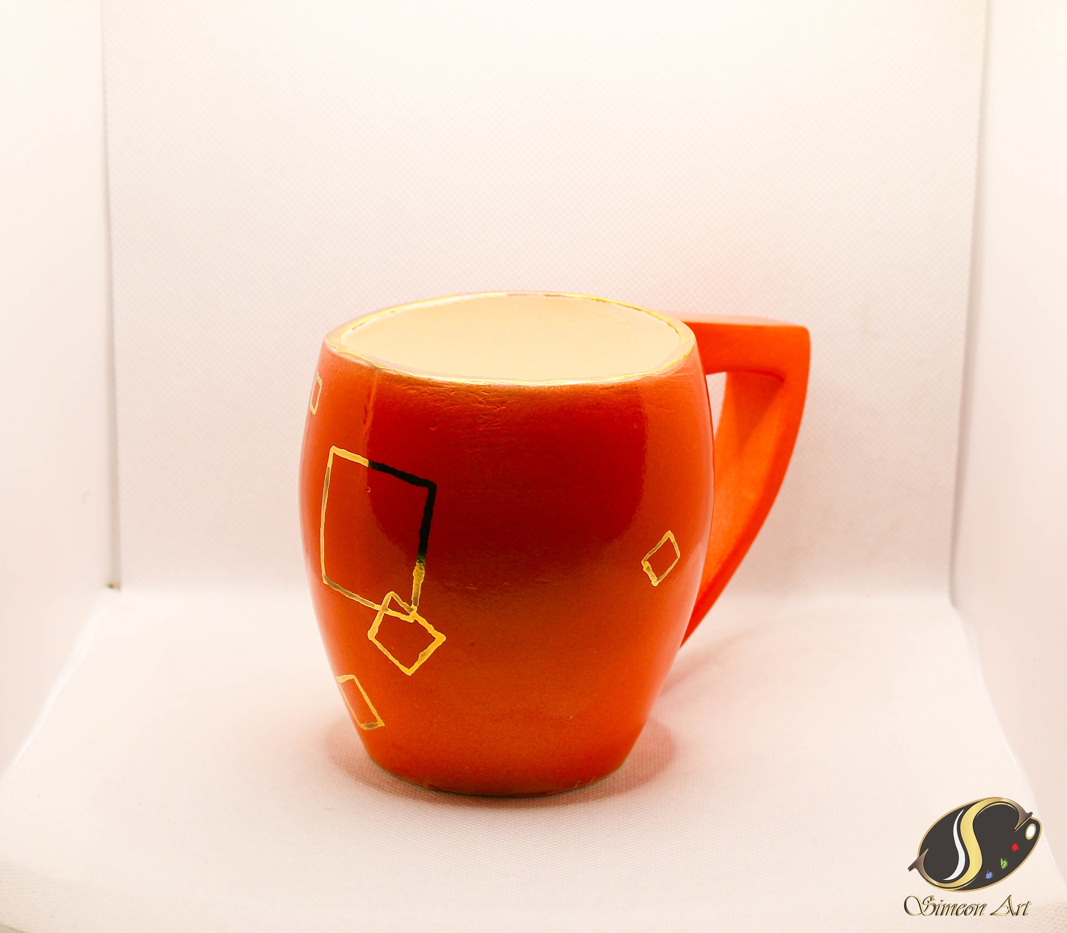 Handcrafted Orange-Gold Ceramic Mug