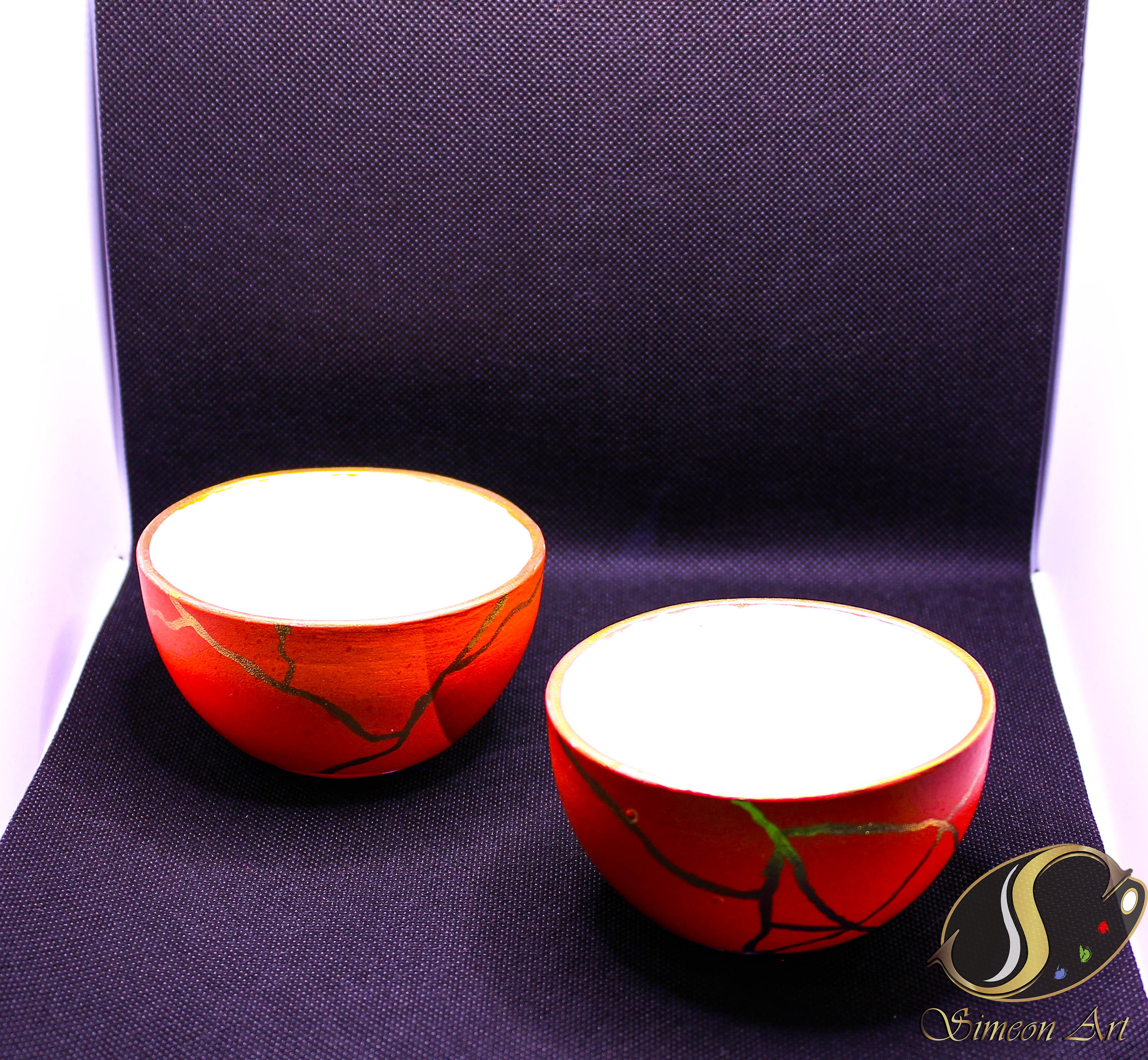 Handcrafted Orange Ceramic Bowls