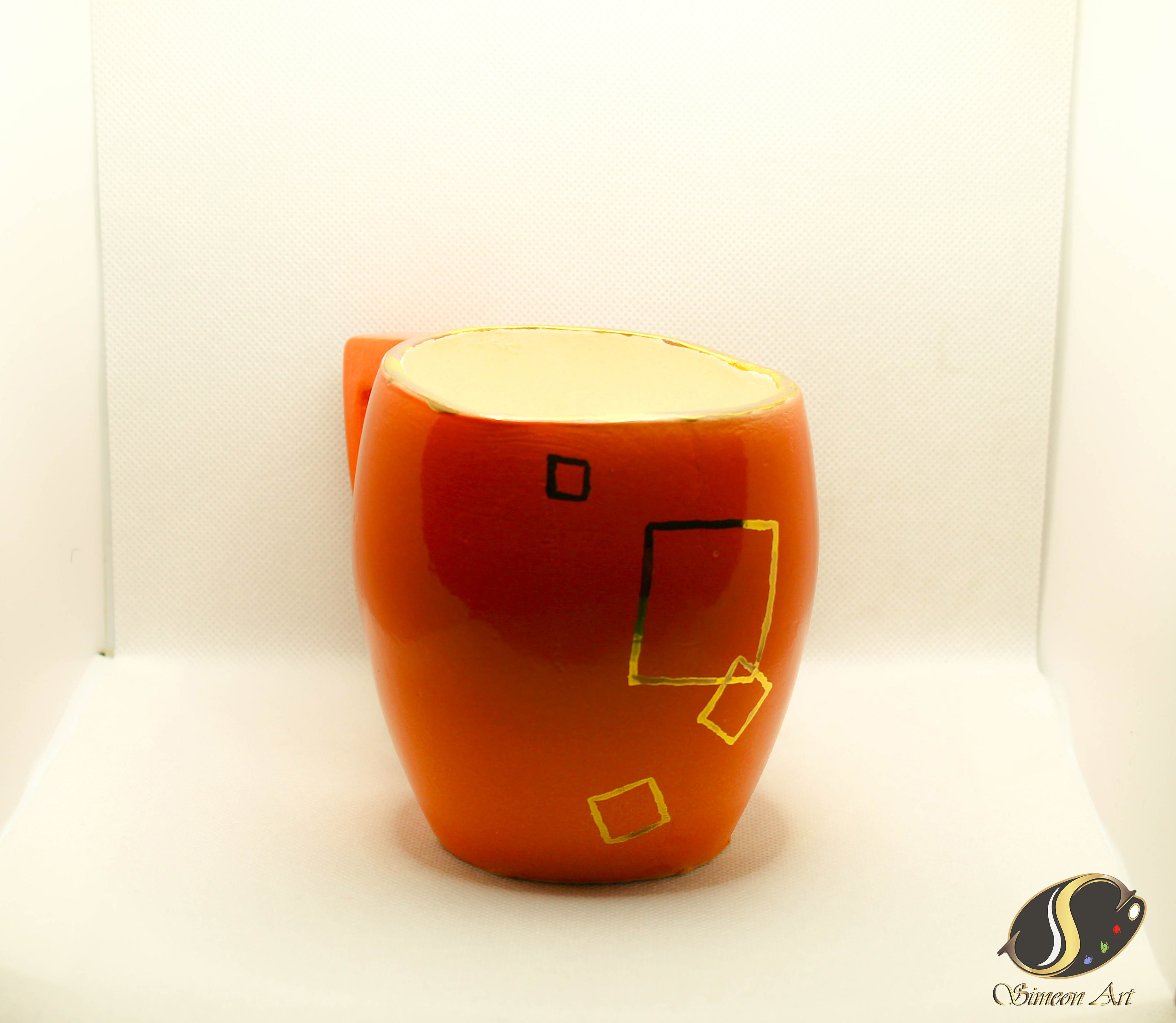 Handcrafted Orange-Gold Ceramic Mug