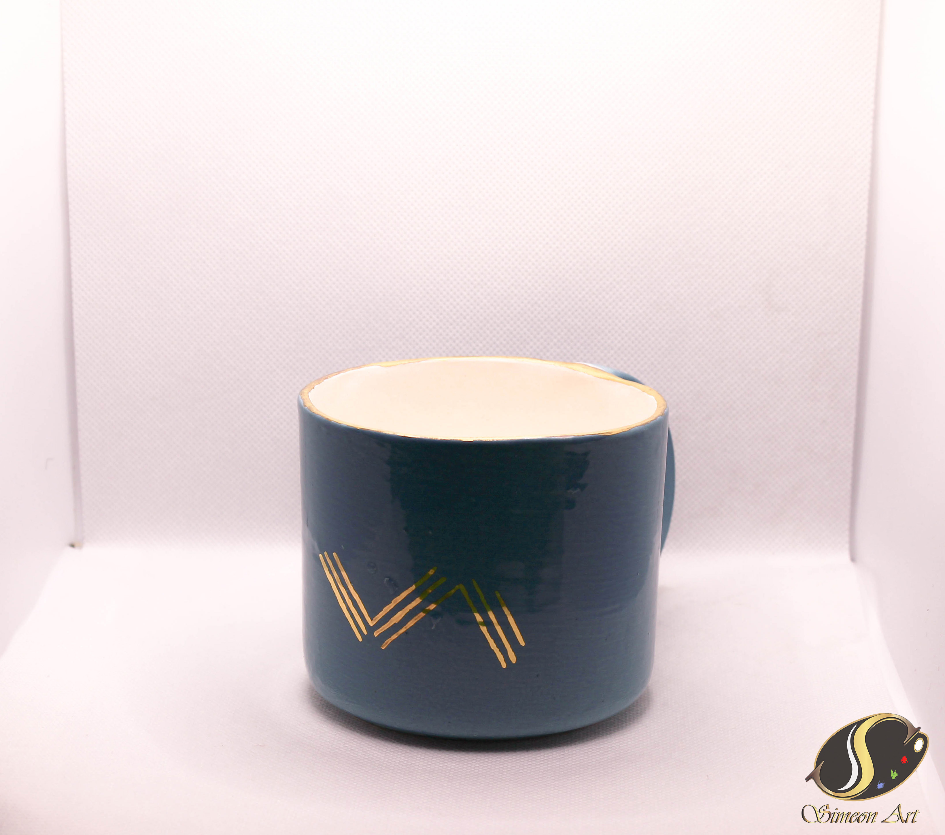 Handcrafted Blue-Gold Ceramic Mug
