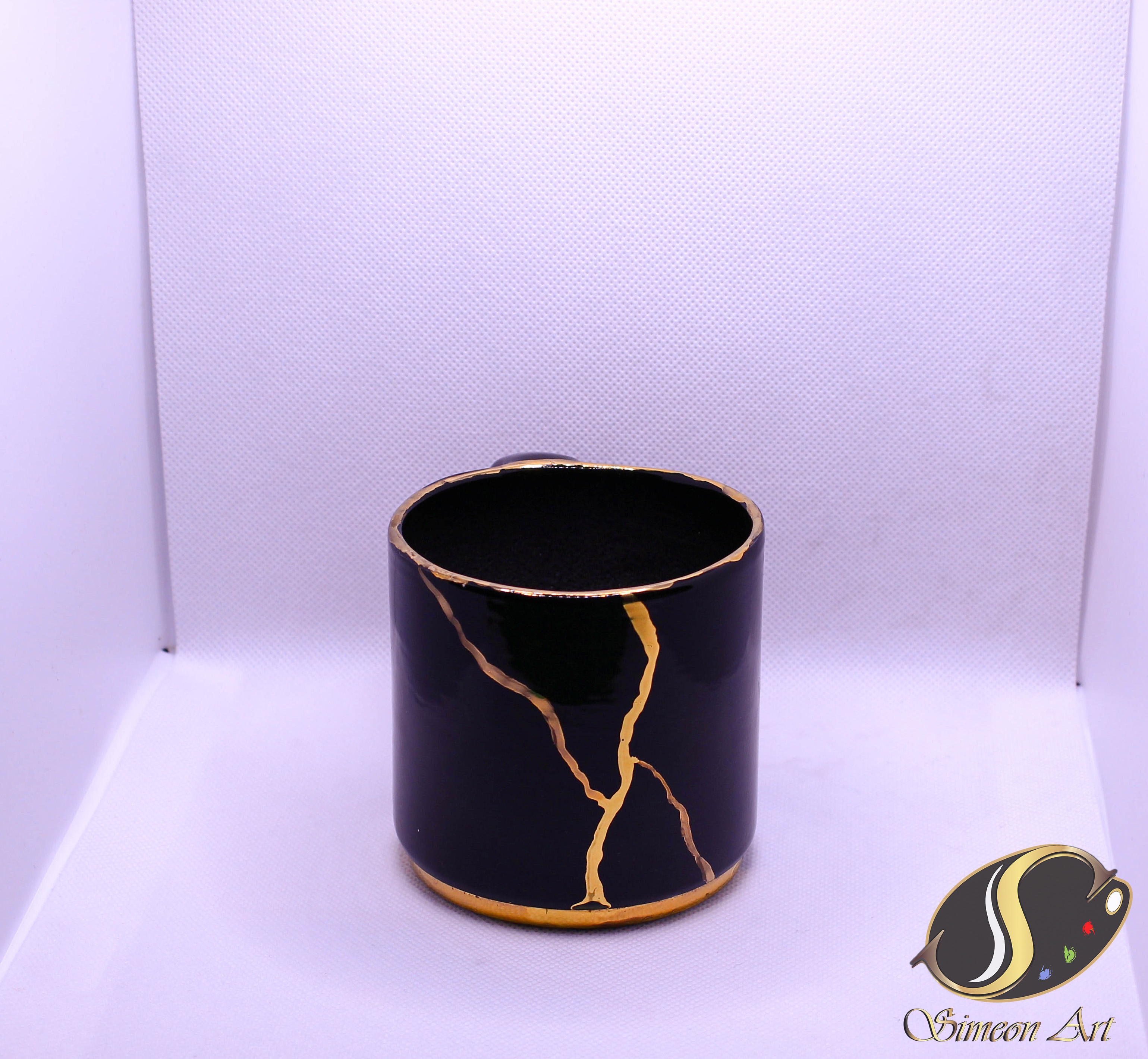 Handcrafted Black Gold Ceramic Pot