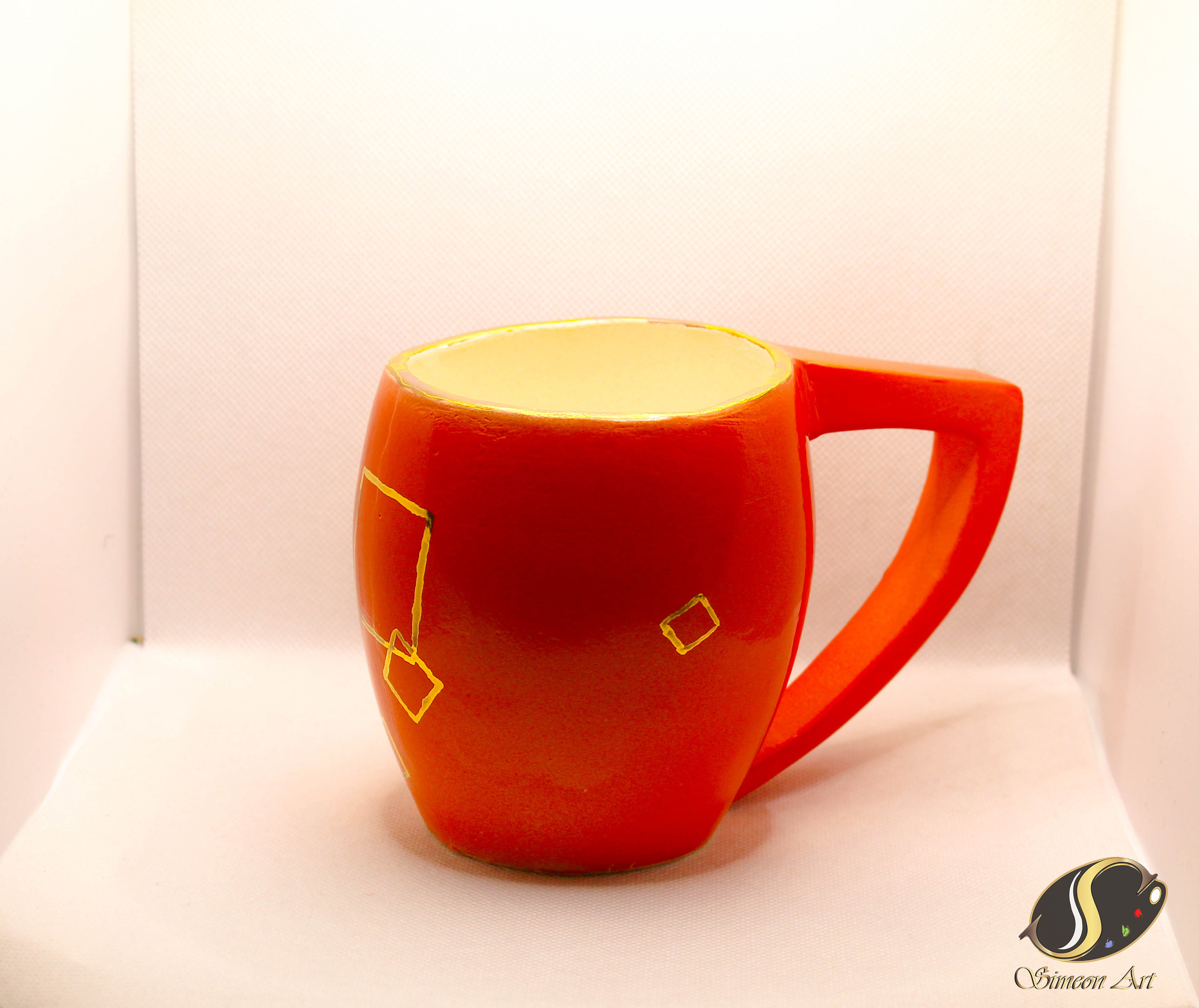 Handcrafted Orange-Gold Ceramic Mug
