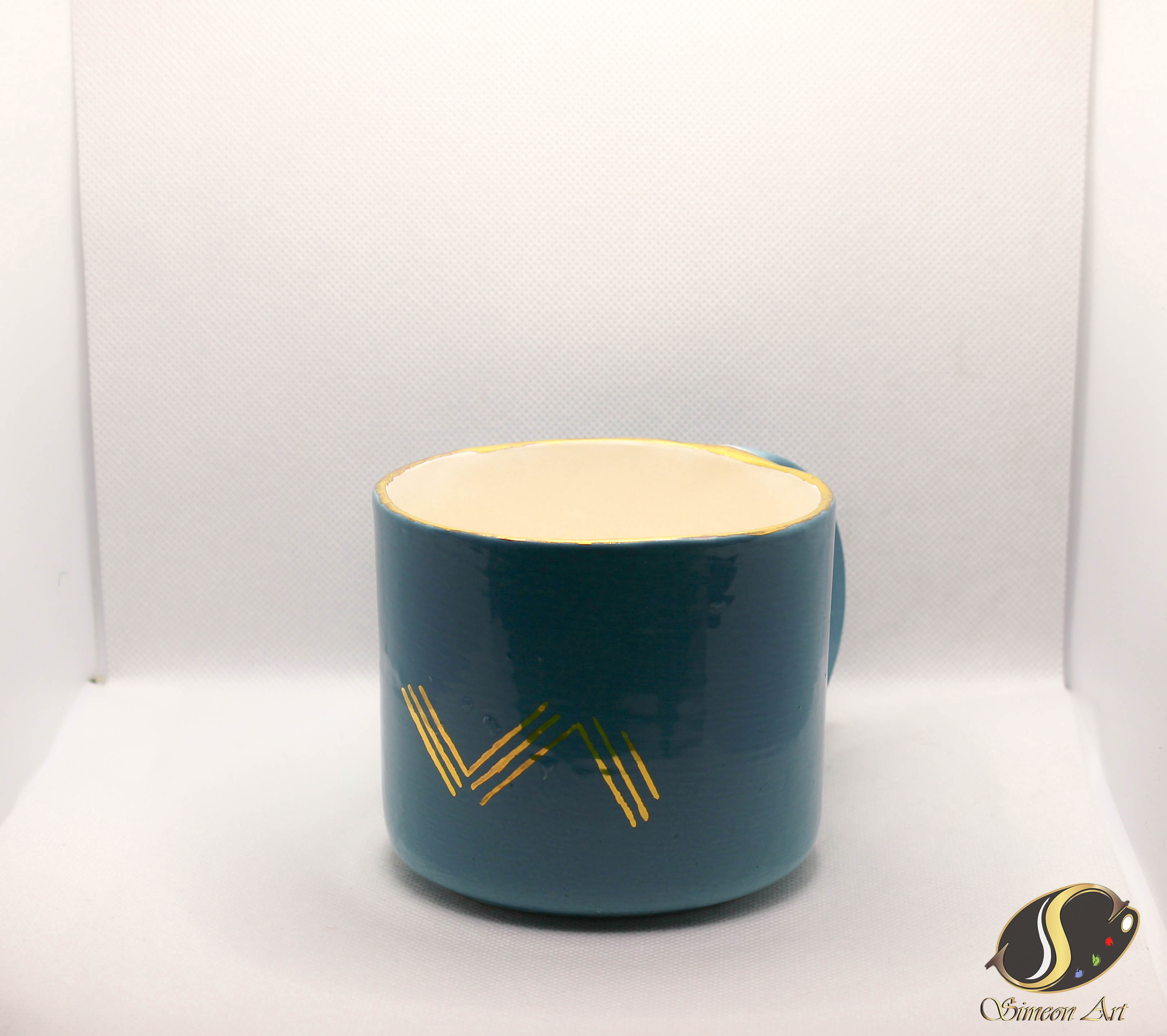 Handcrafted Blue-Gold Ceramic Mug