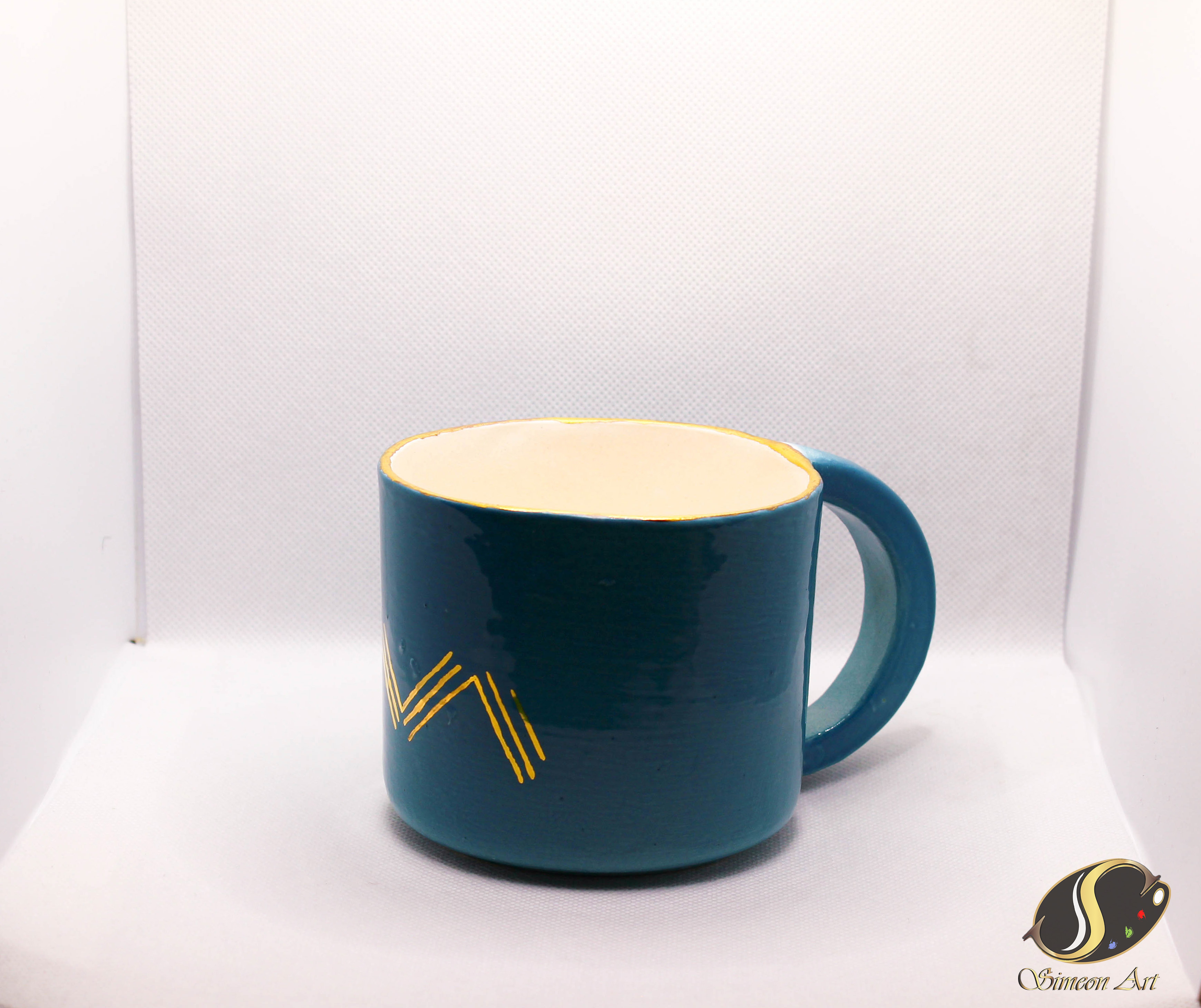 Handcrafted Blue-Gold Ceramic Mug