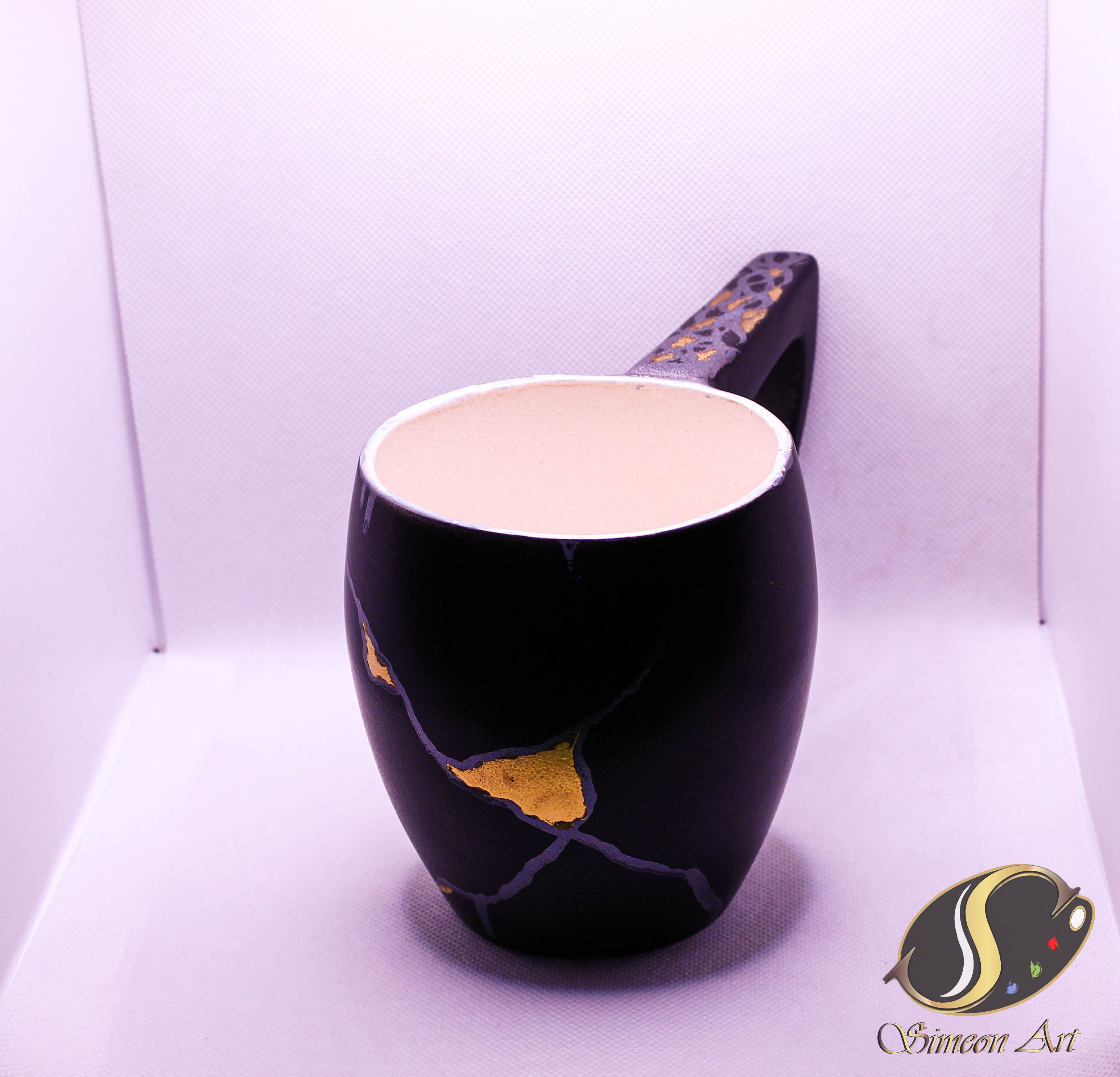 Kintsugi-style Ceramic-Black Mug