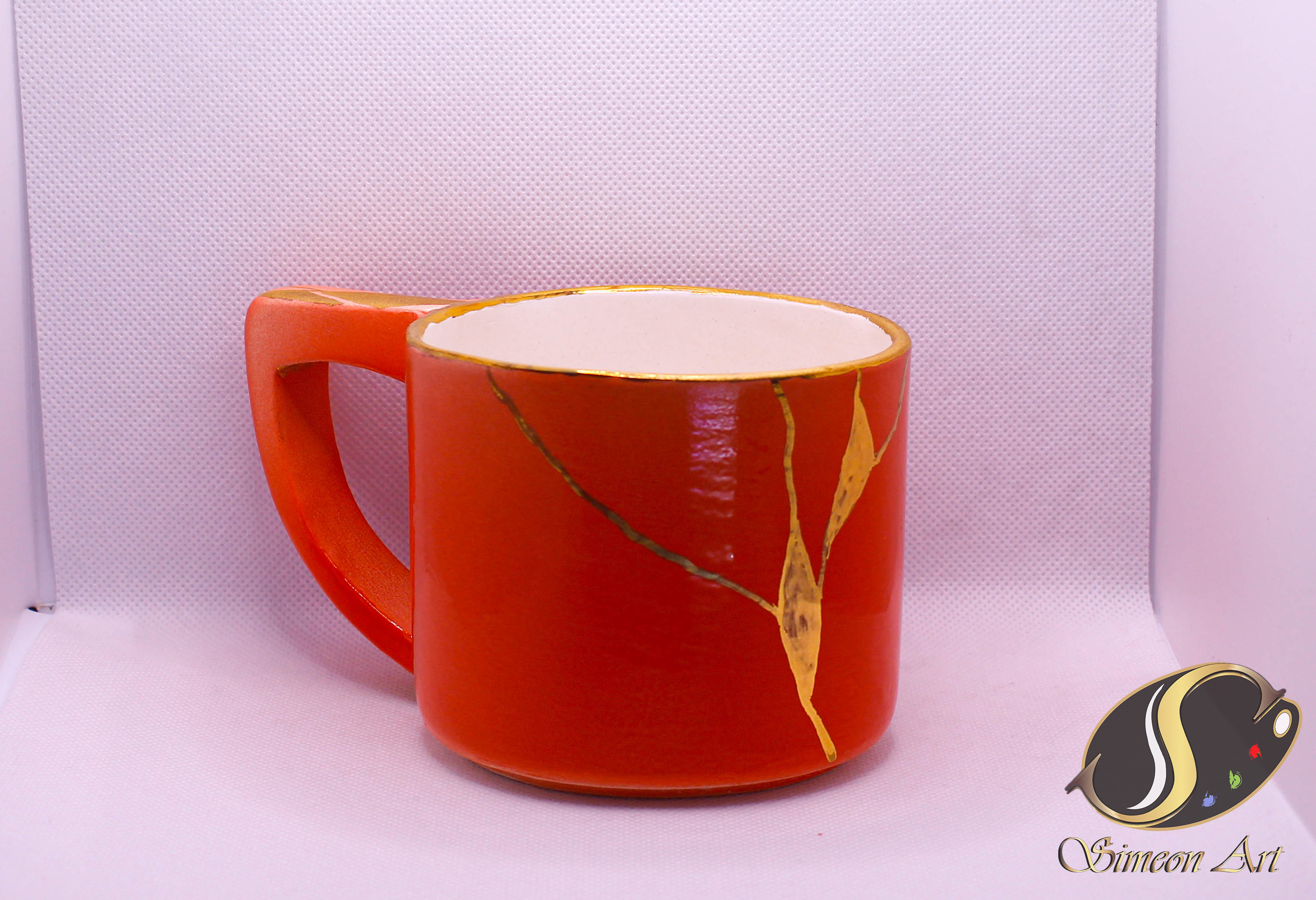 Handcrafted Kintsugi Orange Mug