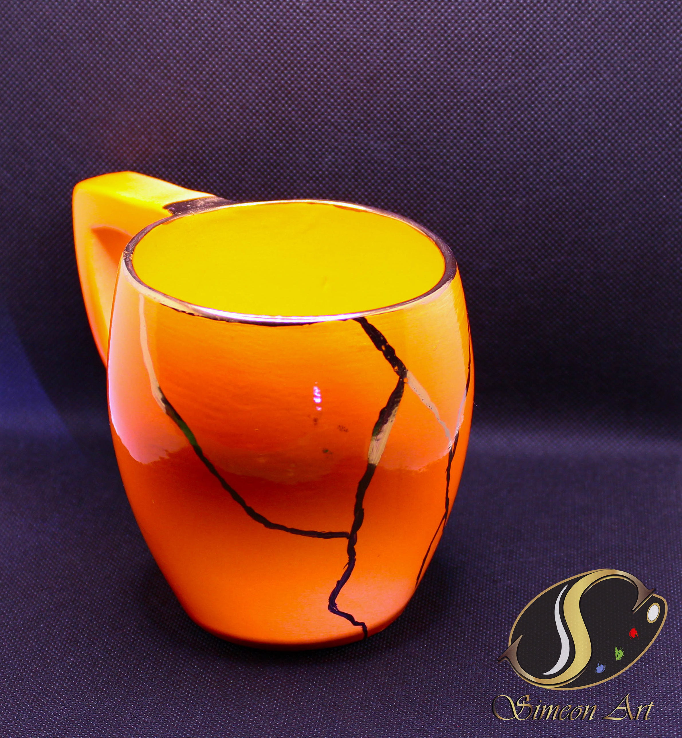 Handcrafted Kintsugi-Style Orange Mug