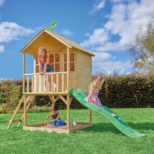TP Hill Top Tower Wooden Playhouse with Slide