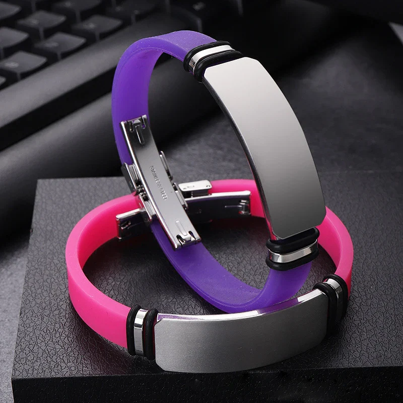 Silicone Bracelets with Metal Plate