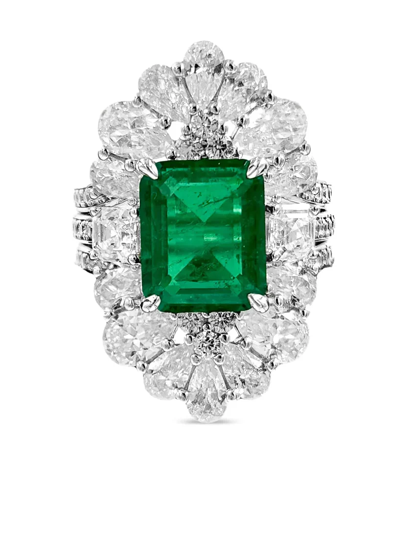 Emerald and Diamond Cocktail Ring