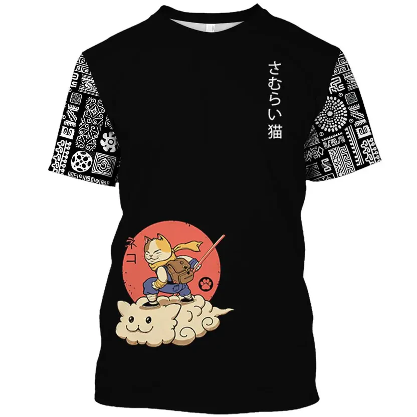 Samurai Cat Graphic T-Shirt