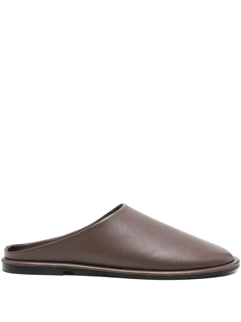 Brown Leather Mule Slipper