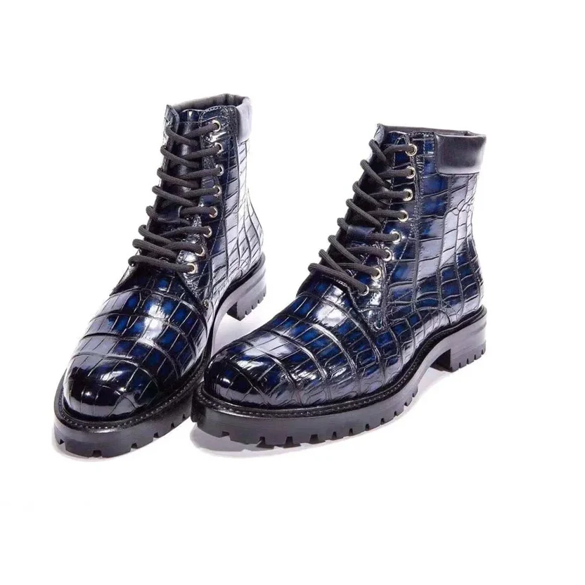 Men's Crocodile Embossed Leather Boots
