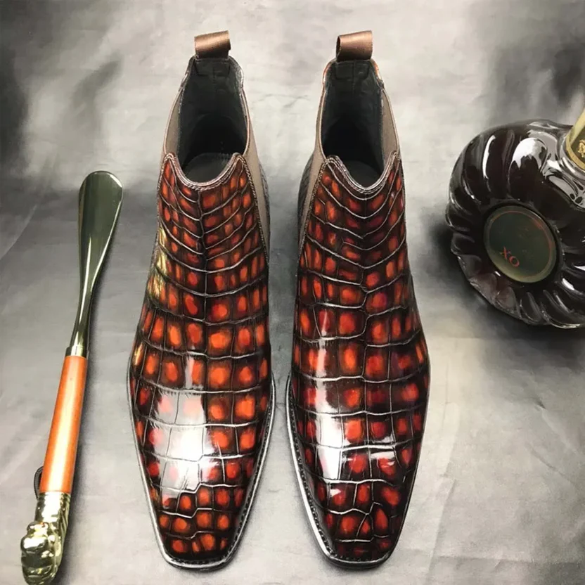 Handcrafted Crocodile Pattern Leather Shoes