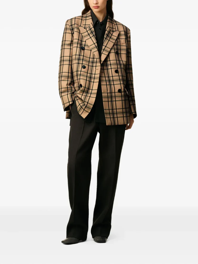 Plaid Double-Breasted Blazer