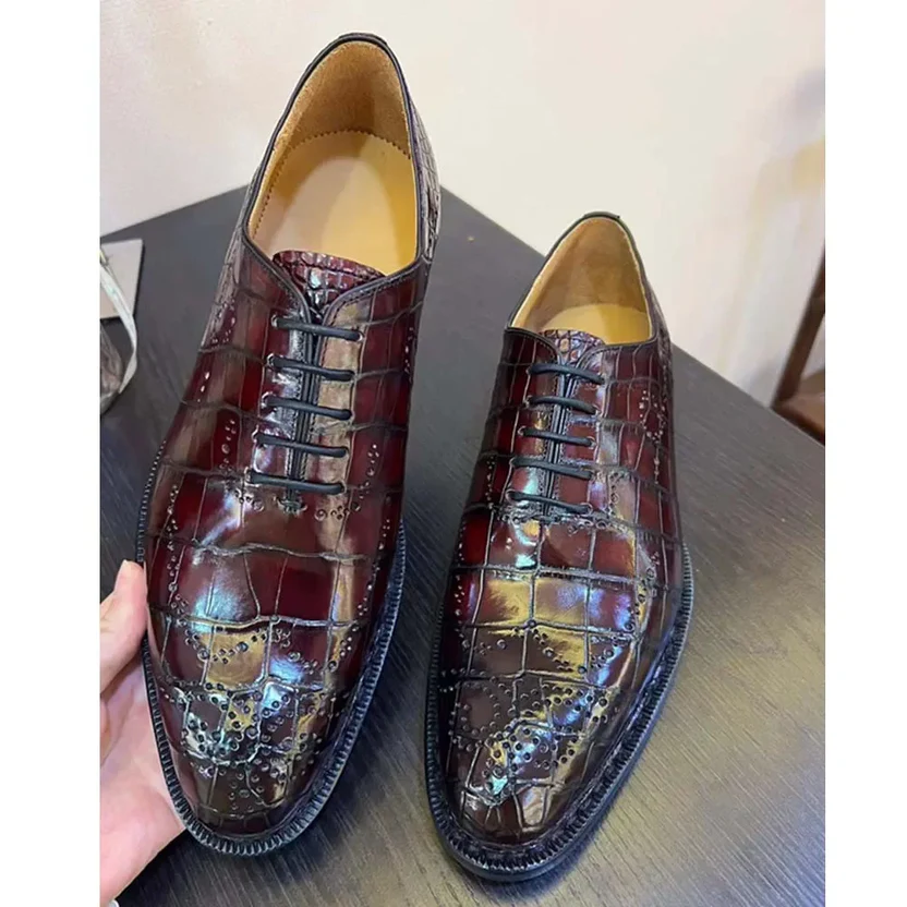 Men's Luxury Crocodile Pattern Leather Shoes