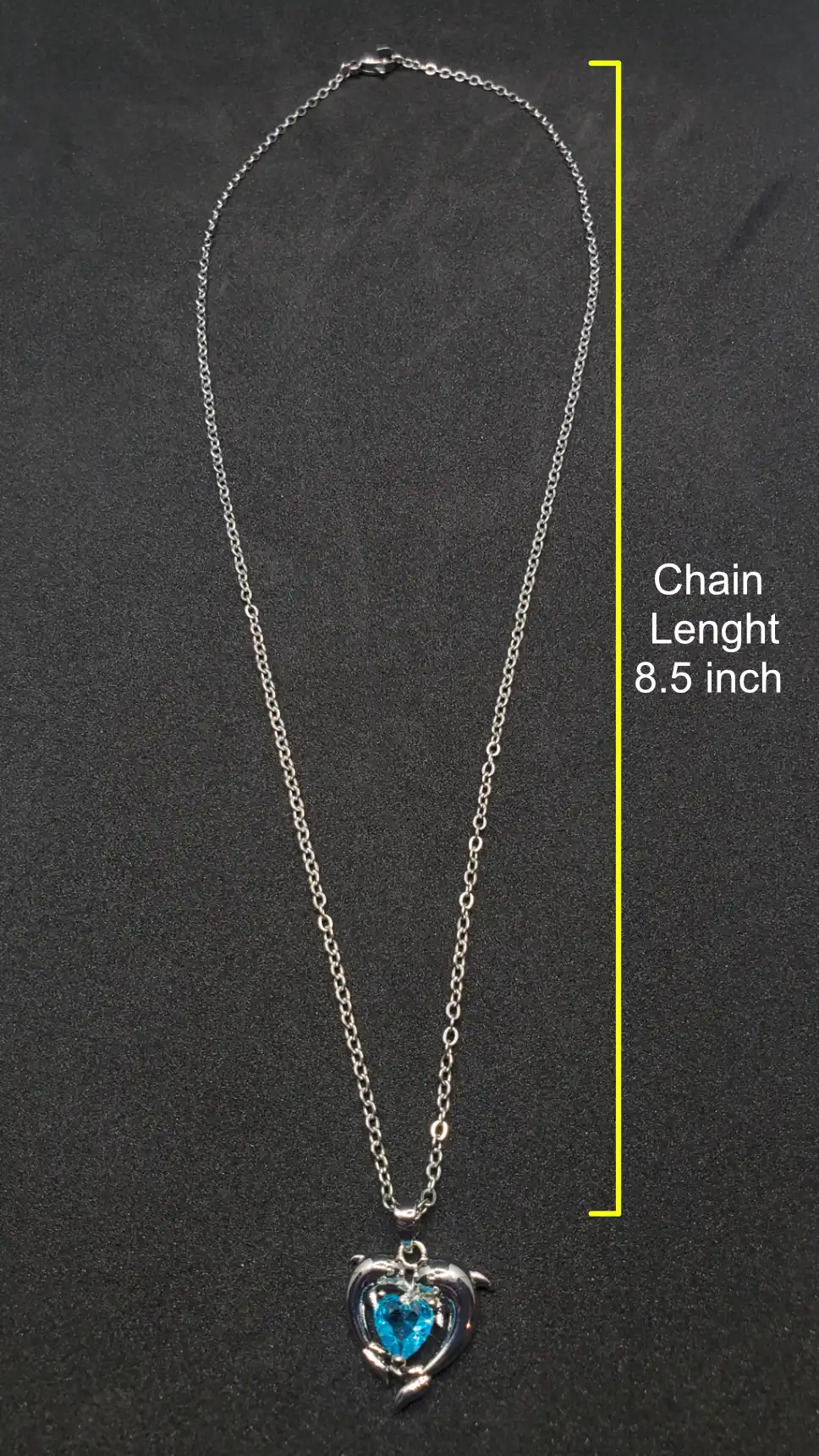 Dolphin-Shaped Blue Heart Crystal Necklace | Elegant Zircon Pendant Jewelry