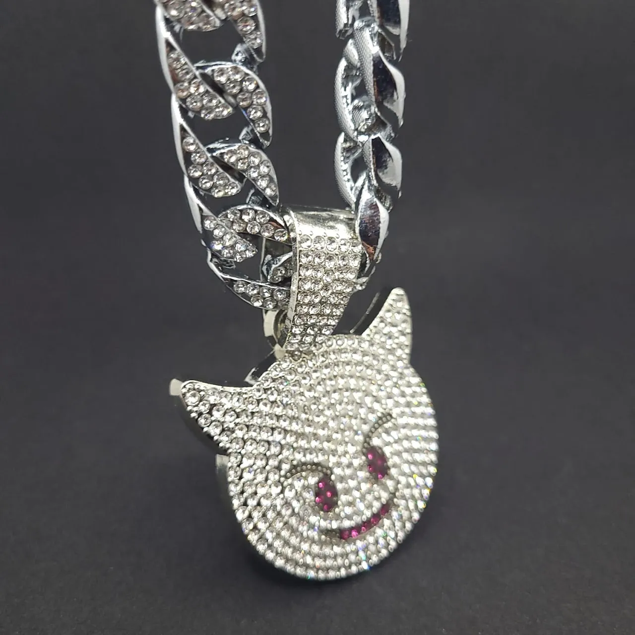 Iced Out Devil Emoji Pendant Necklace