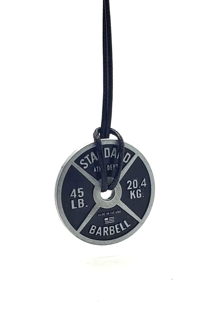 Gym Barbell Plate 45 lbs Necklace | Fitness Jewelry for Men & Women
