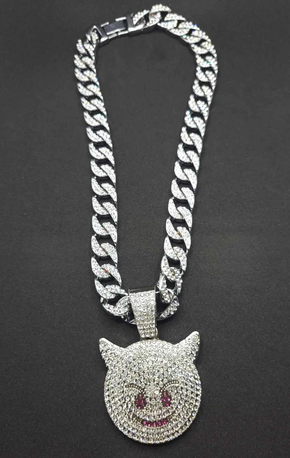 Iced Out Devil Emoji Pendant Necklace