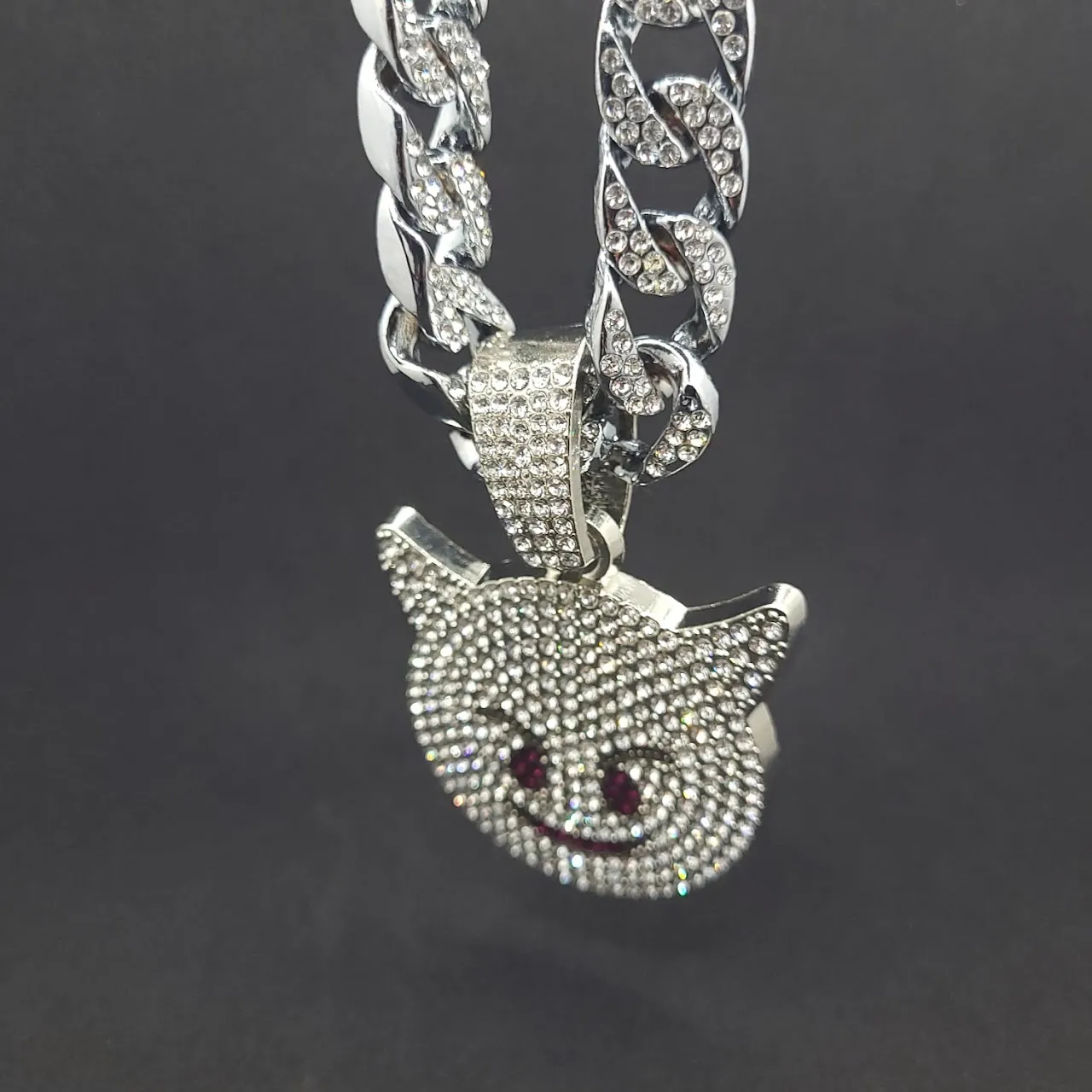 Iced Out Devil Emoji Pendant Necklace