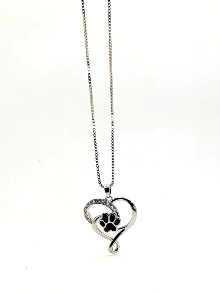 Dog / Cat Claw Black Lovers Heart Shape Pendant Necklace for Women