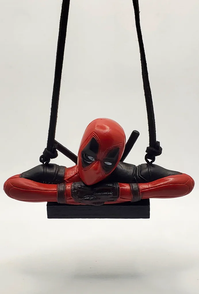 Deadpool Cartoon Rearview Mirror Pendant – Mini Action Figure Toy