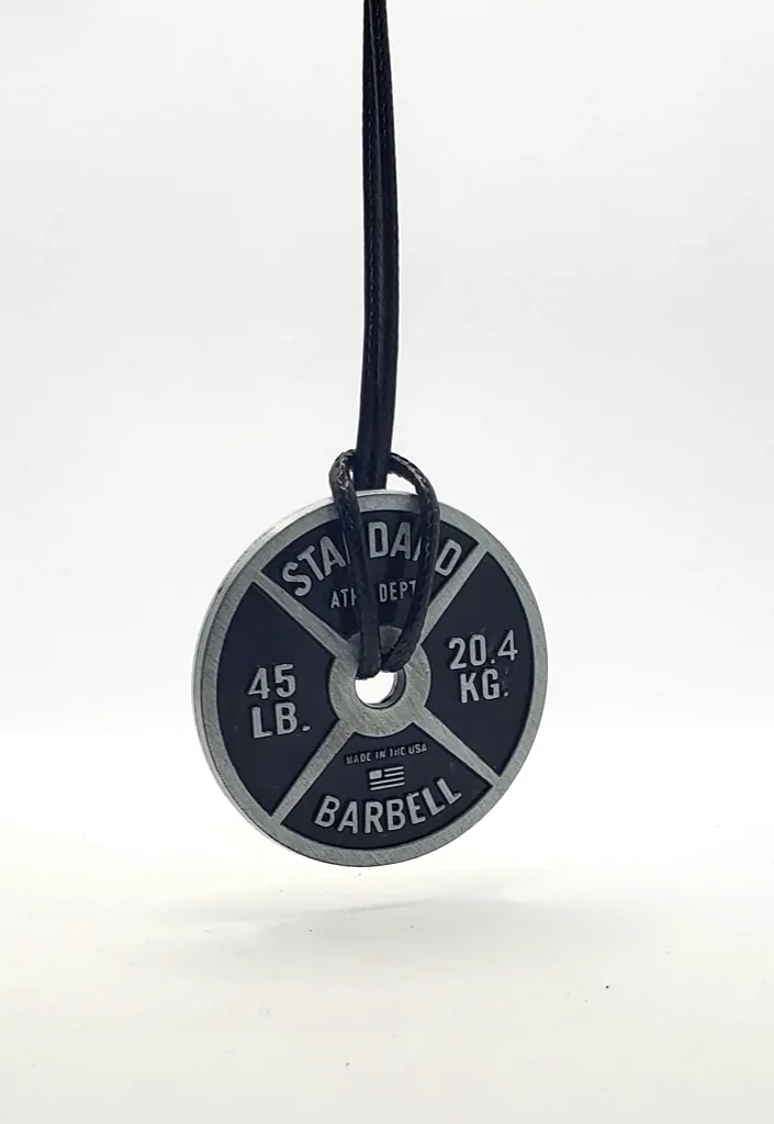 Gym Barbell Plate 45 lbs Necklace | Fitness Jewelry for Men & Women