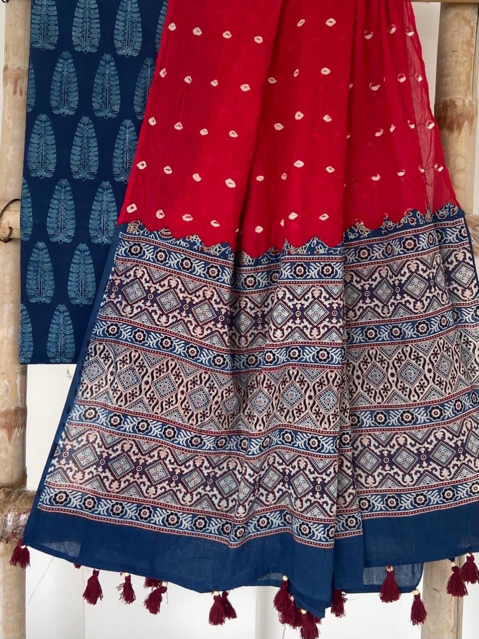 ajrakh top bandhani dupatta