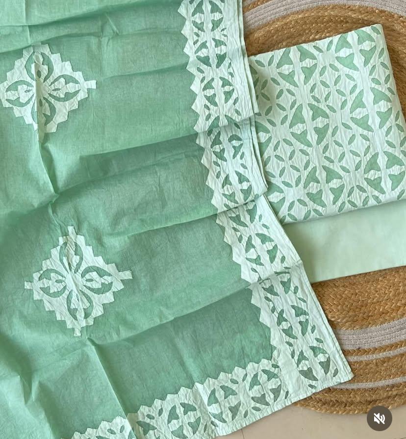 applique work cotton suit set