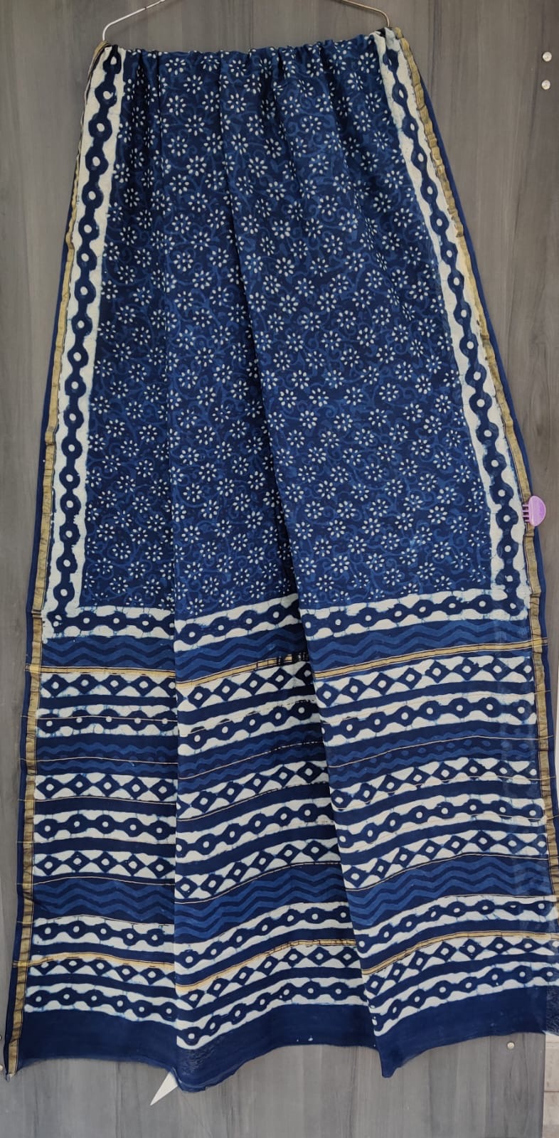 Handcrafted Indigo Block Print Saree