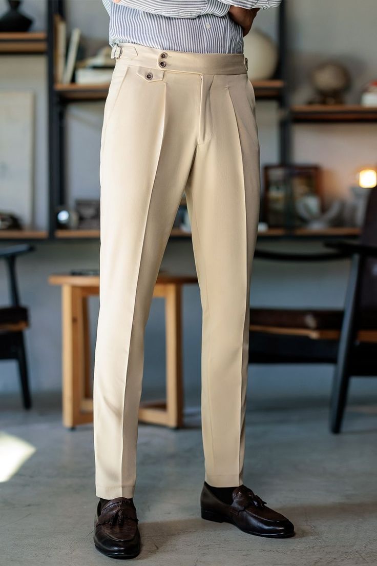 Beige tailored trousers