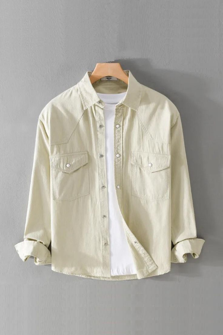 Casual Beige Button-Up Shirt