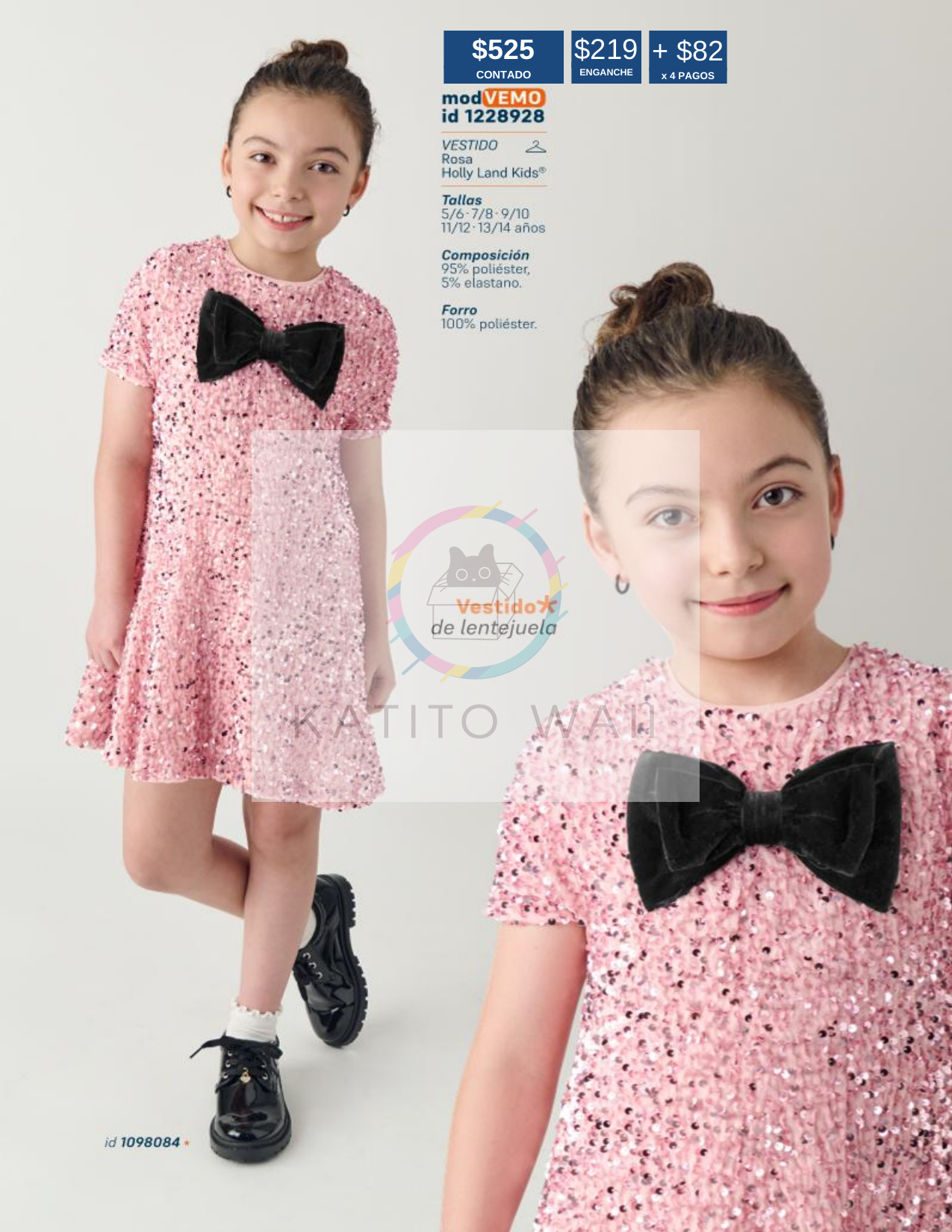 Vestido de lentejuelas rosa para niña