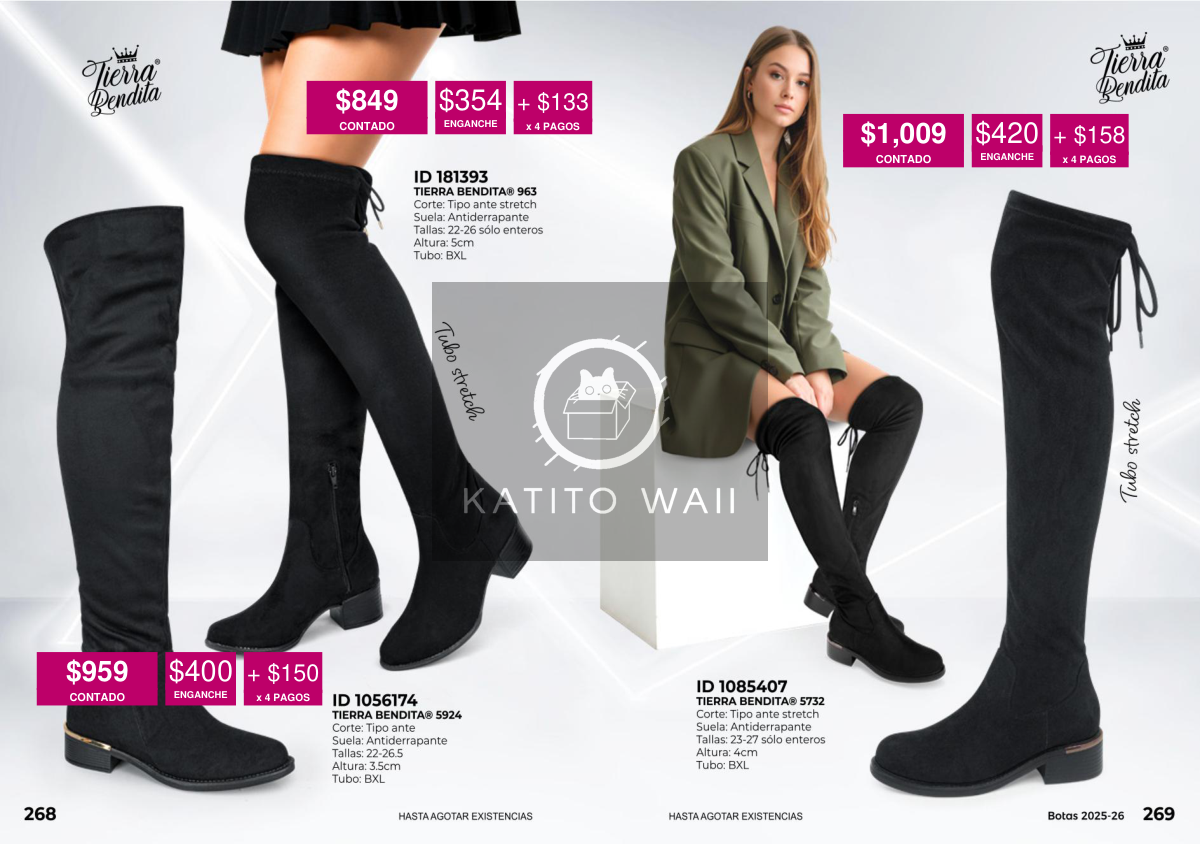 Bota alta negra de gamuza sintética