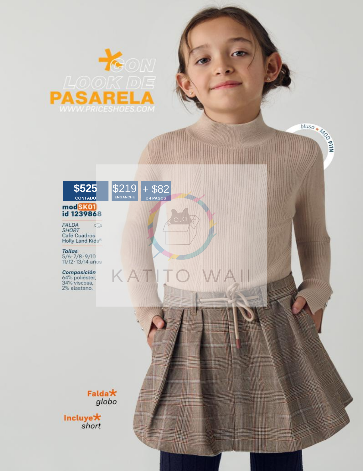 Falda globo con short para niña