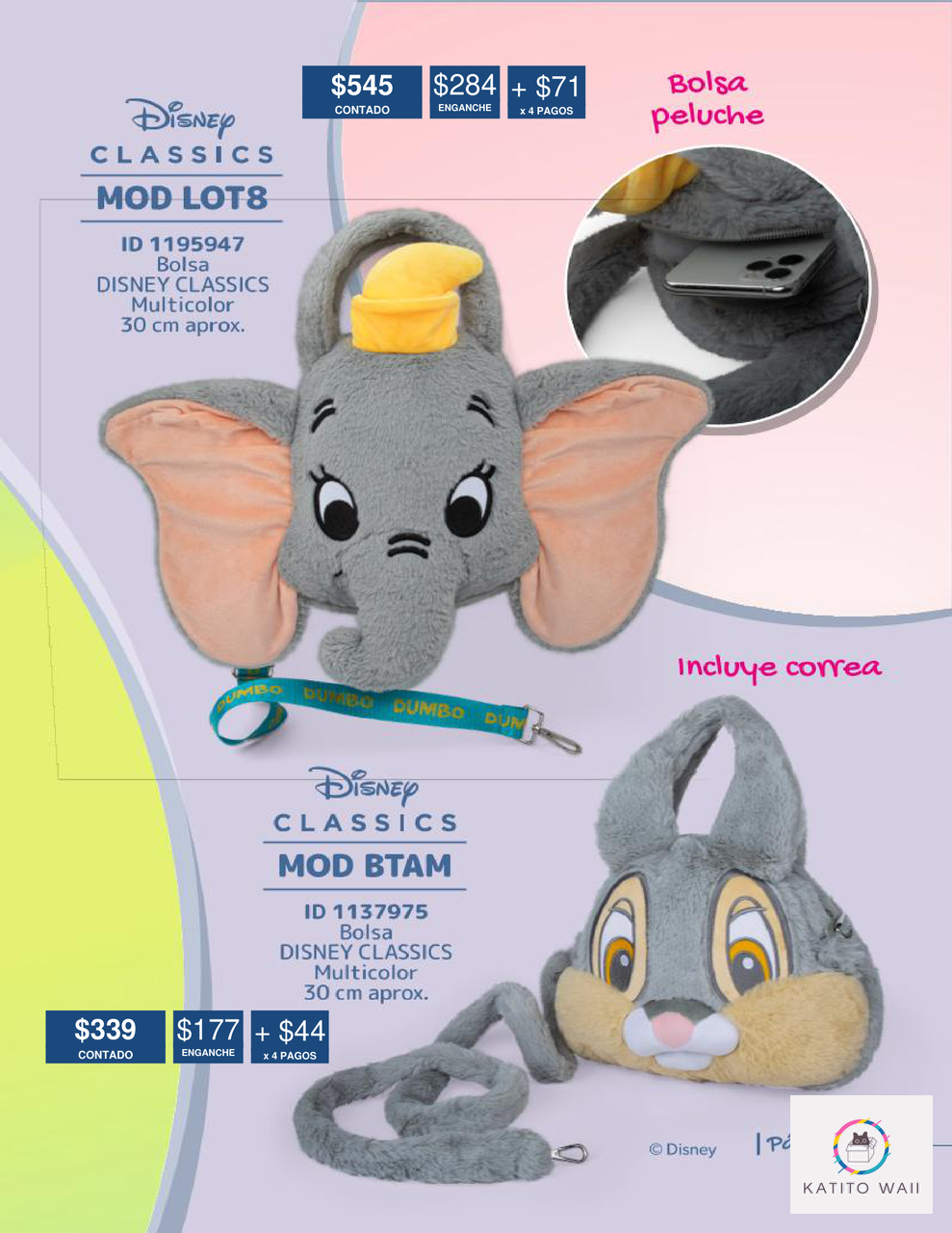Bolsa peluche Dumbo y Tambor