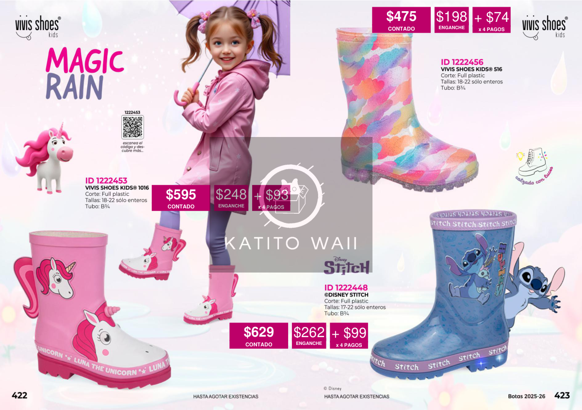 Botas de lluvia para niña unicornio