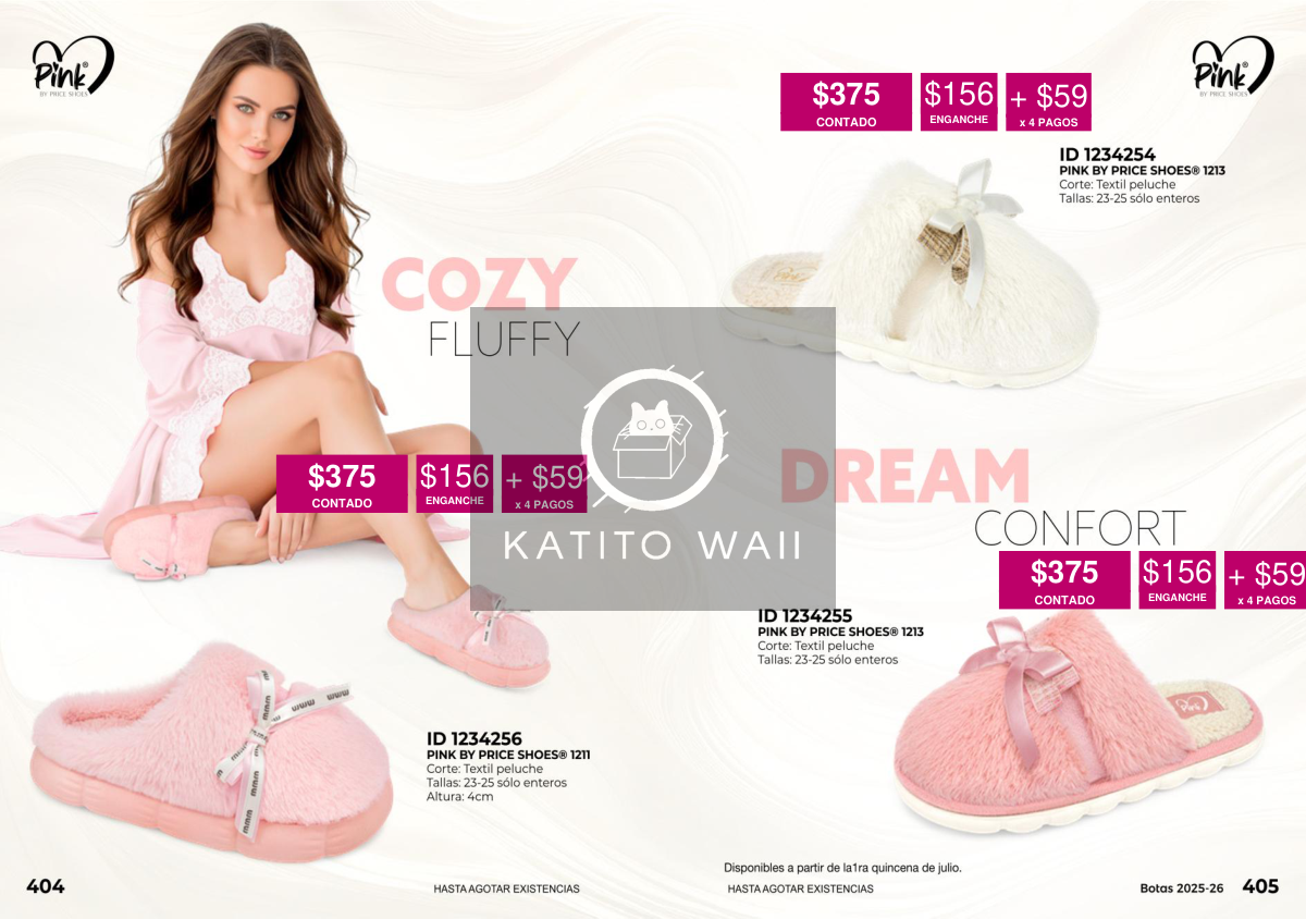 Pantuflas de peluche rosas