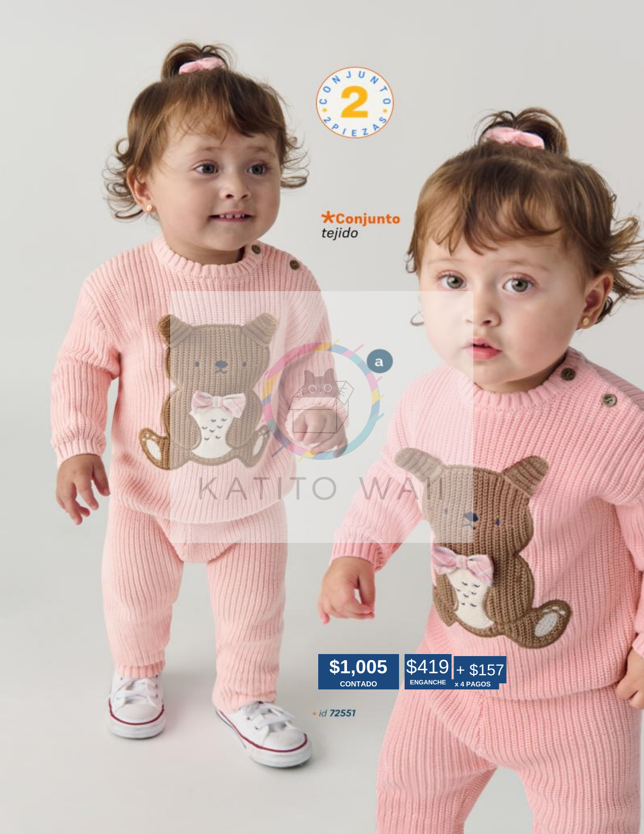 Conjunto rosa tejido para bebé